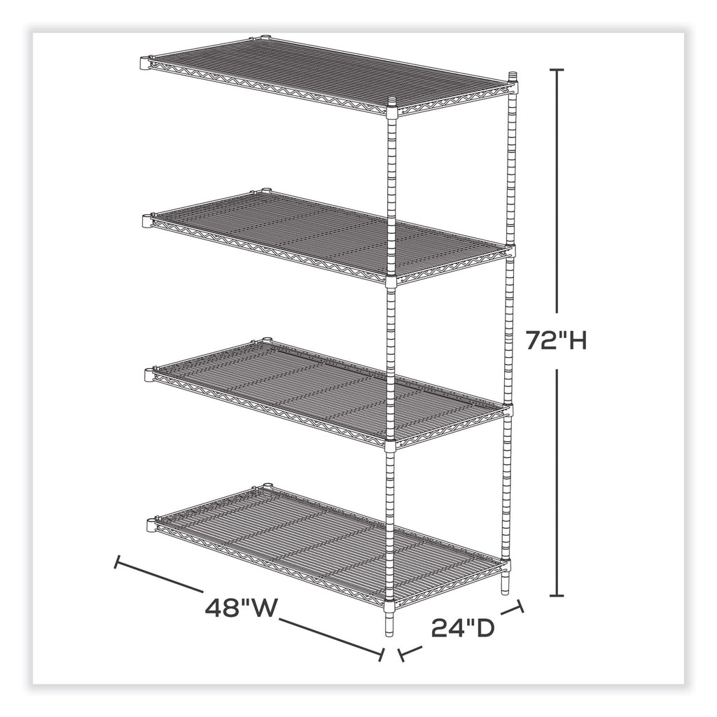 Industrial Add-On Unit, Four-Shelf, 48w x 24d x 72h, Steel, Metallic Gray, Ships in 1-3 Business Days