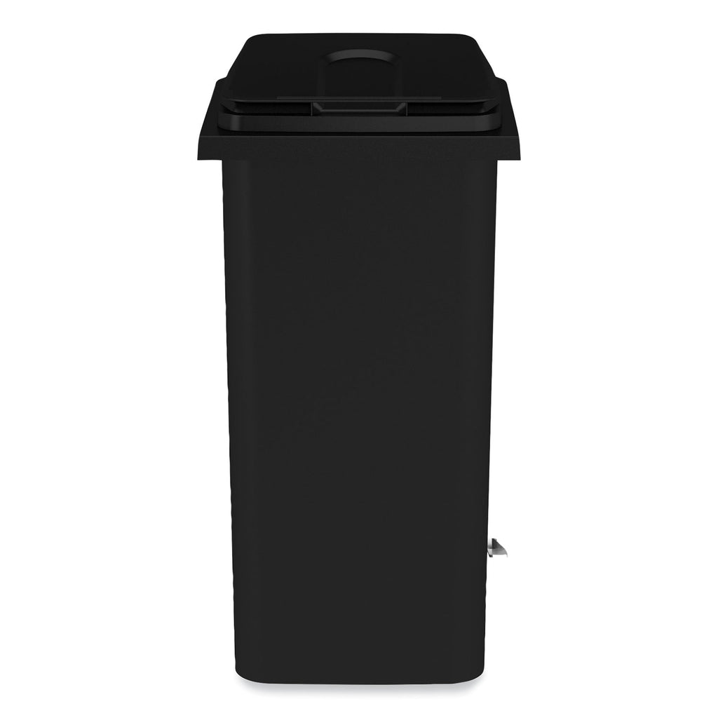 Safco 32 Gallon Plastic Step-On Receptacle - 32 gal Capacity - Easy to Clean, Foot Pedal, Lightweight, Handle, Wheels, Mobility - 37" Height x 21.3" Width x 20" Depth - Plastic - Black - 1 Carton - 2