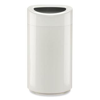 Open Top Oval Waste Receptacle, 14 gal, Steel, White, Ships in 1-3 Business Days