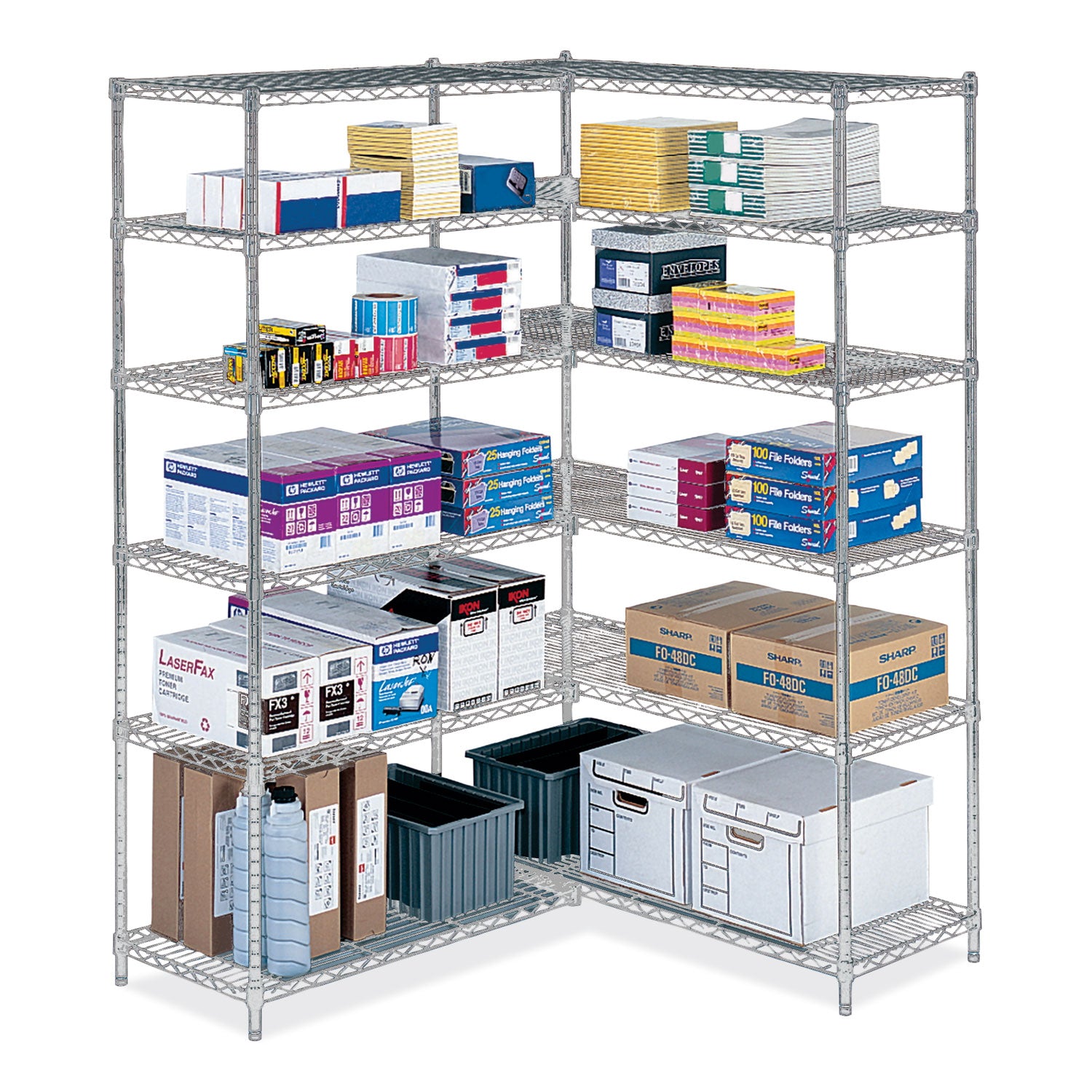 Industrial Add-On Unit, Four-Shelf, 36w x 18d x 72h, Steel, Metallic Gray, Ships in 1-3 Business Days