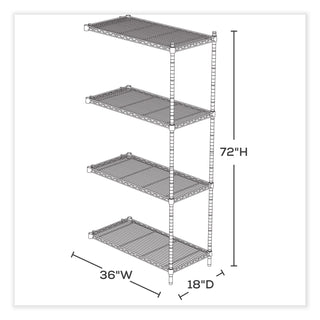 Industrial Add-On Unit, Four-Shelf, 36w x 18d x 72h, Steel, Black, Ships in 1-3 Business Days