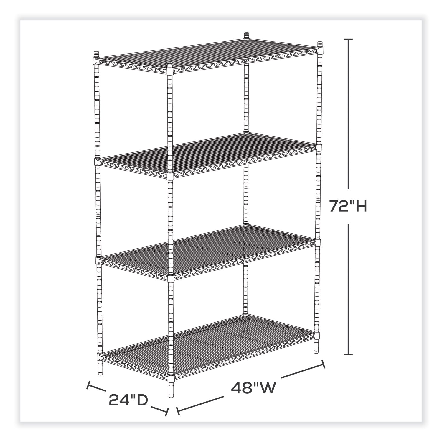 industrial-wire-shelving-four-shelf-48w-x-24d-x-72h-metallic-gray-ships-in-1-3-business-days_saf5294gr - 4