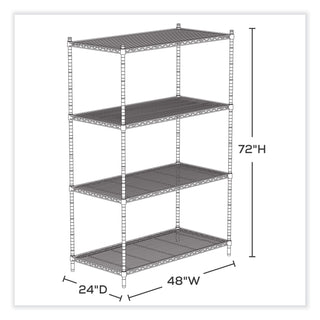 Industrial Wire Shelving, Four-Shelf, 48w x 24d x 72h, Metallic Gray, Ships in 1-3 Business Days
