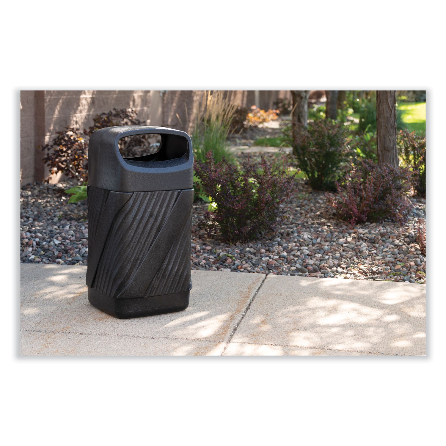Safco Twist Waste Receptacle - 32 gal Capacity - Removable Lid, Durable, UV Resistant, Fade Resistant - 38" Height x 18.3" Width x 19.4" Depth - High-density Polyethylene (HDPE) - Black - 1 Each