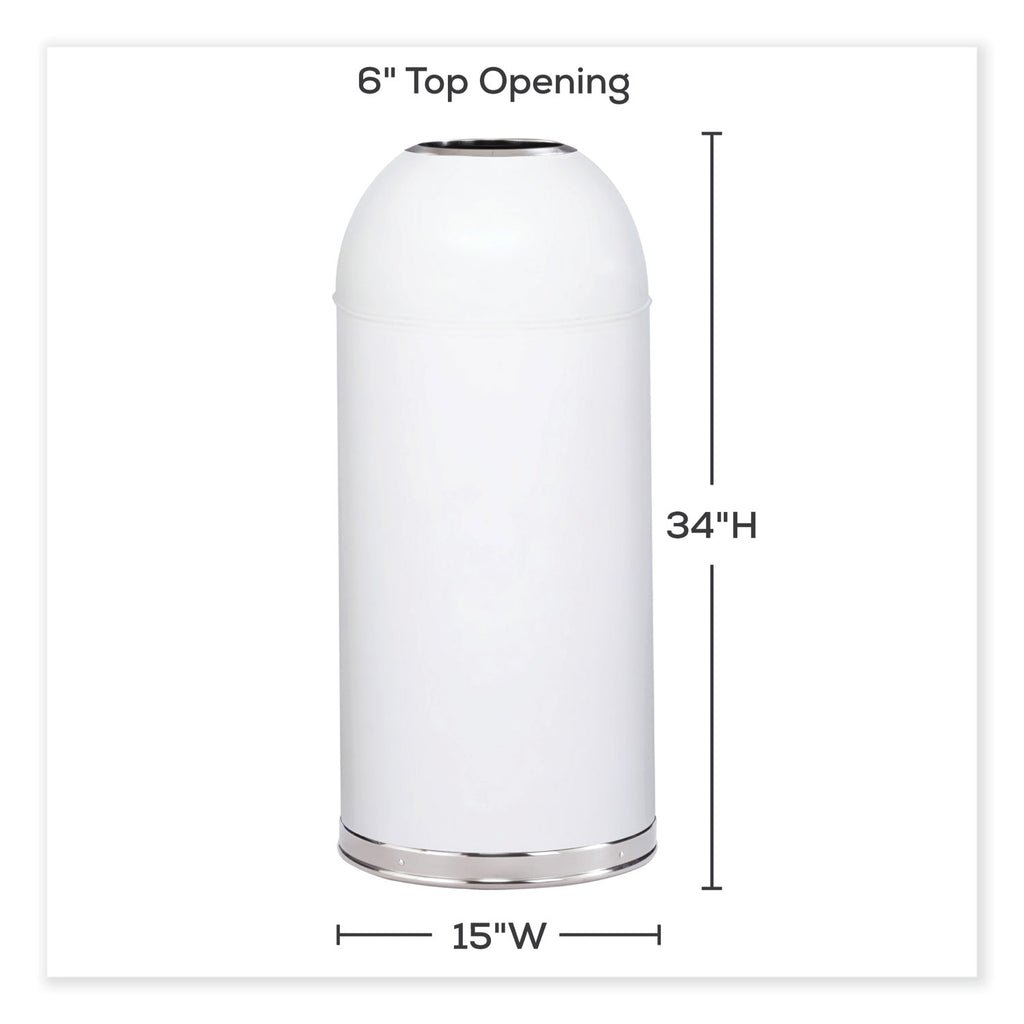 Open Top Dome Receptacle, 15 gal, Steel, White, Ships in 1-3 Business Days