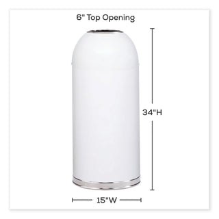 Open Top Dome Receptacle, 15 gal, Steel, White, Ships in 1-3 Business Days
