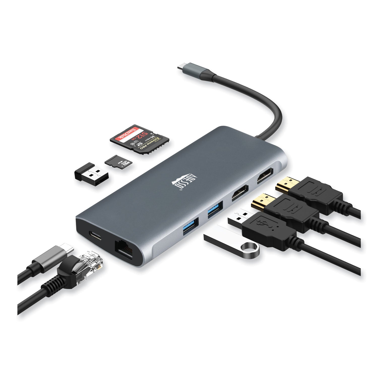 9-in-1-usb-type-c-docking-station-2-hdmi-3-usb-c-sd-and-tf-slot-rj45-gray-black_adeauh4040 - 4