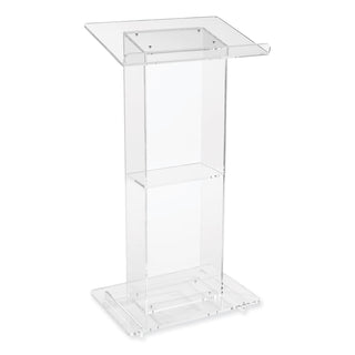 Clear Acrylic Lectern with Shelf, 24 x 15 x 46, Clear, Ships in 1-3 Business Days
