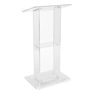 Clear Acrylic Lectern with Shelf, 24 x 15 x 46, Clear, Ships in 1-3 Business Days