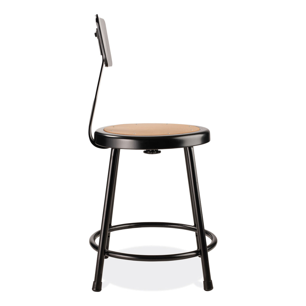 6200 Series 18" Heavy Duty Stool w/Backrest, Supports 500 lb, 33" Seat Ht, Brown Seat, Black Back/Base, Ships in 1-3 Bus Days