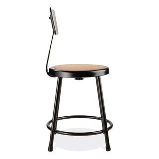 6200 Series 18" Heavy Duty Stool w/Backrest, Supports 500 lb, 33" Seat Ht, Brown Seat, Black Back/Base, Ships in 1-3 Bus Days