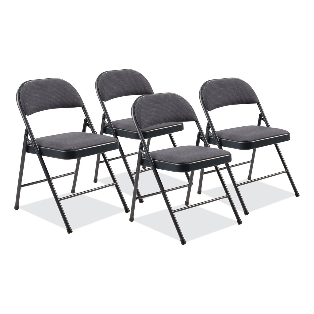 970 Series Fabric Padded Steel Folding Chair, Supports 250 lb, 17.75" Seat Ht, Star Trail Blue, 4/CT,Ships in 1-3 Bus Days