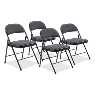 970 Series Fabric Padded Steel Folding Chair, Supports 250 lb, 17.75" Seat Ht, Star Trail Blue, 4/CT,Ships in 1-3 Bus Days