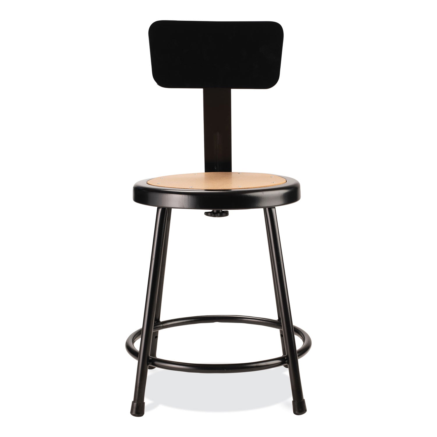 6200 Series 18" Heavy Duty Stool w/Backrest, Supports 500 lb, 33" Seat Ht, Brown Seat, Black Back/Base, Ships in 1-3 Bus Days