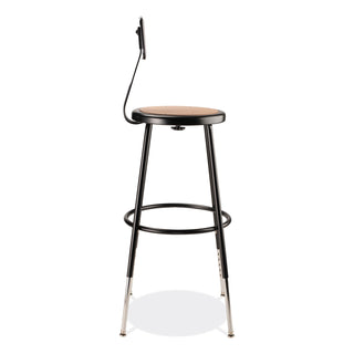6200 Series 25"-33" Height Adj Heavy Duty Stool With Backrest, Supports 500 lb, Brown Seat, Black Base, Ships in 1-3 Bus Days