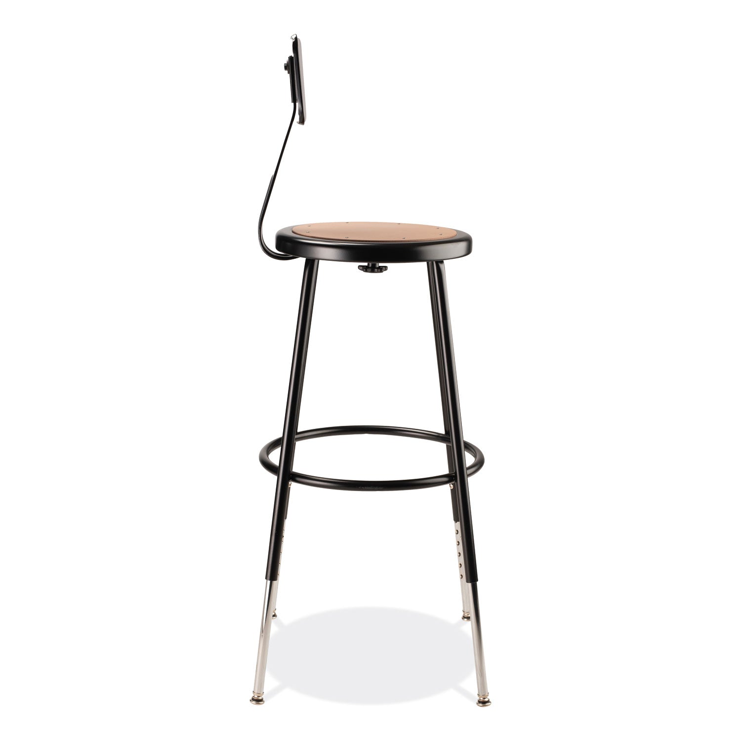 6200 Series 25"-33" Height Adj Heavy Duty Stool With Backrest, Supports 500 lb, Brown Seat, Black Base, Ships in 1-3 Bus Days