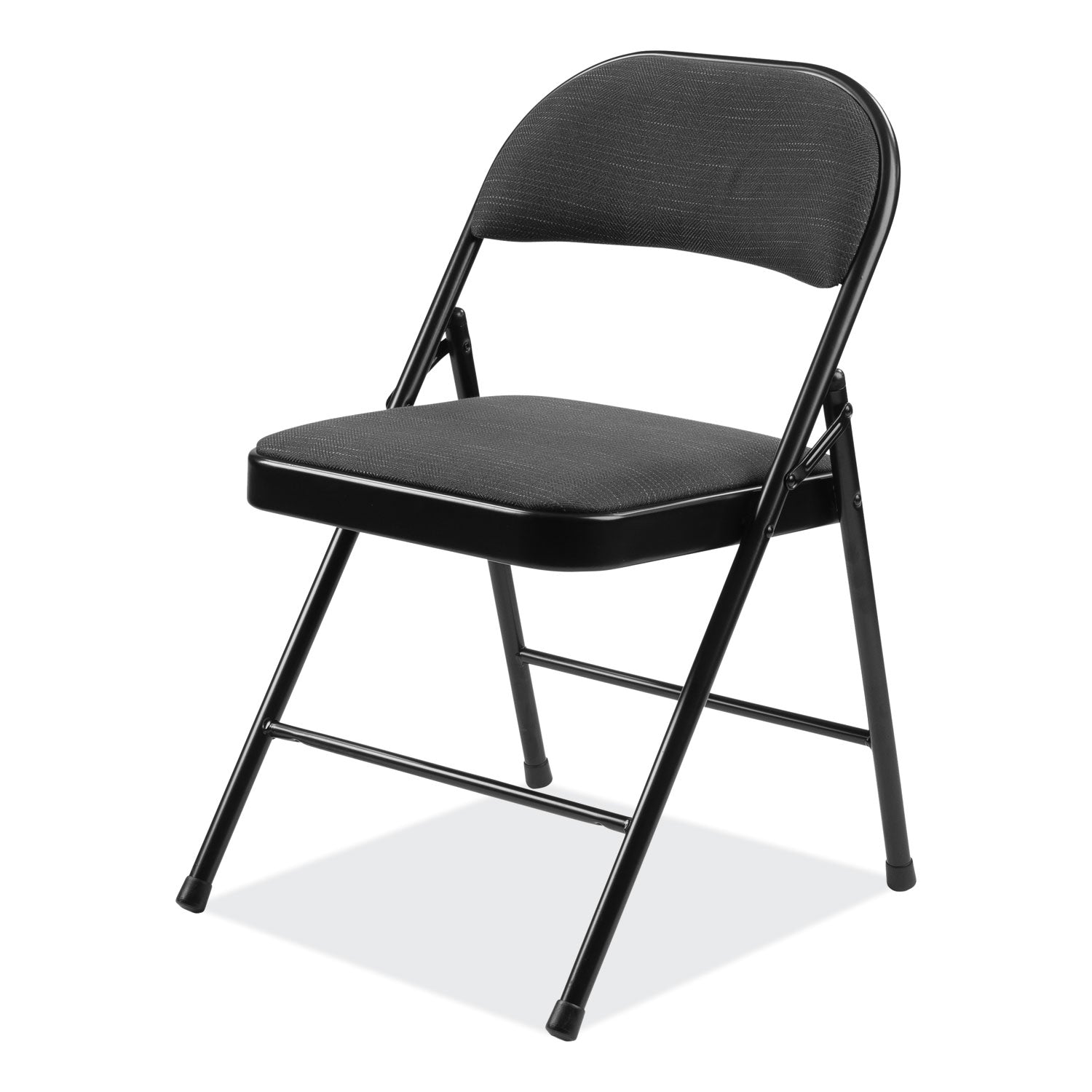 970 Series Fabric Padded Steel Folding Chair, Supports 250 lb, 17.75" Seat Ht, Star Trail Black, 4/CT, Ships in 1-3 Bus Days