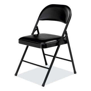 950 Series Vinyl Padded Steel Folding Chair, Supports Up to 250 lb, 17.75" Seat Height, Black, 4/Carton,Ships in 1-3 Bus Days