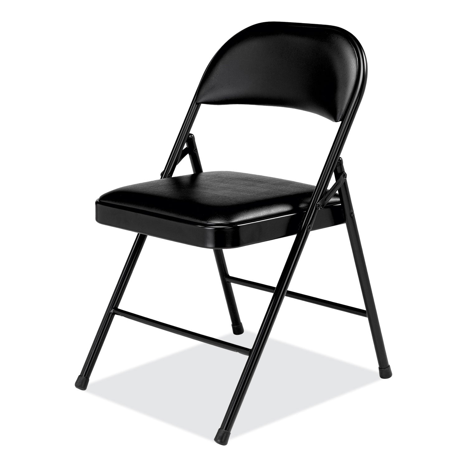 950 Series Vinyl Padded Steel Folding Chair, Supports Up to 250 lb, 17.75" Seat Height, Black, 4/Carton,Ships in 1-3 Bus Days