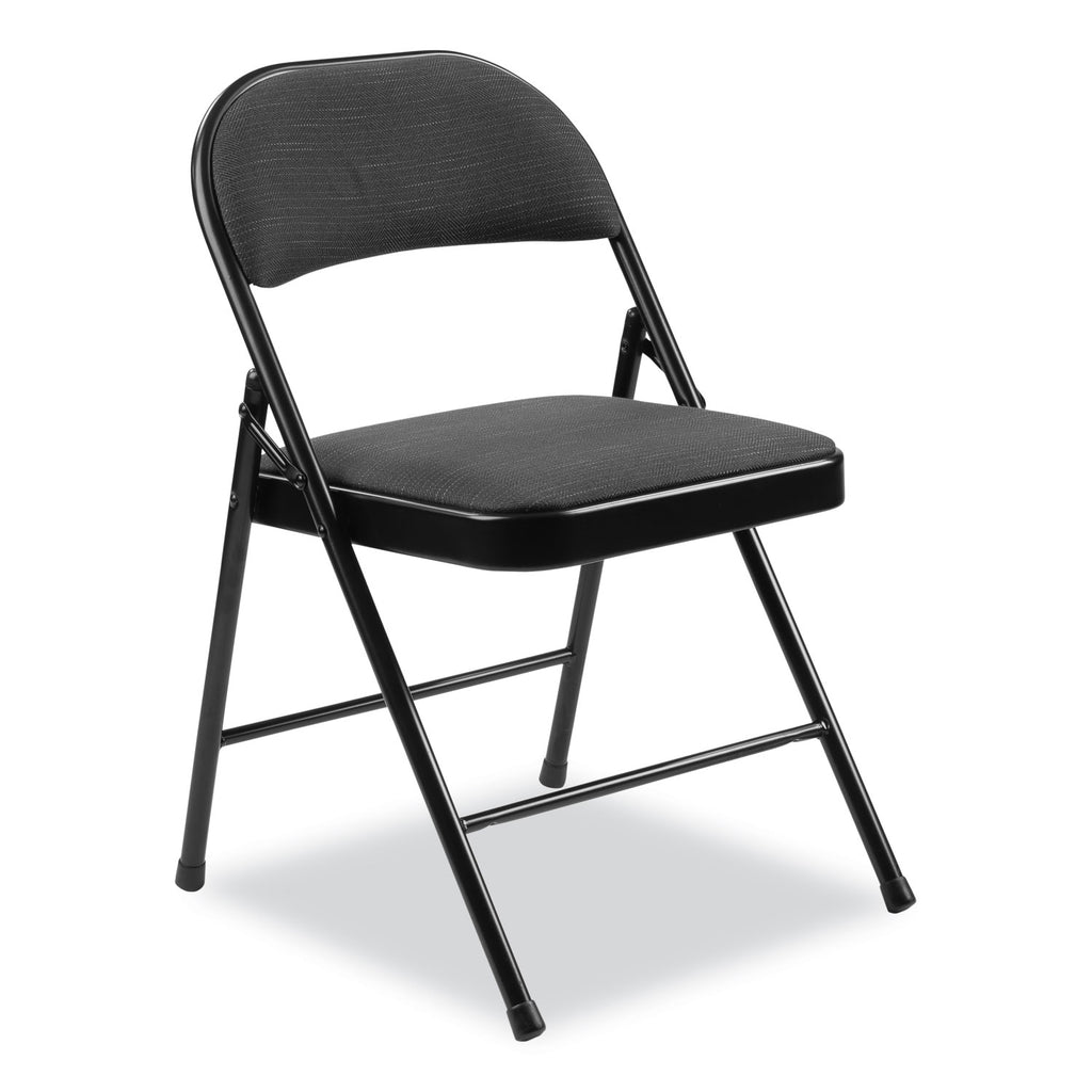 970 Series Fabric Padded Steel Folding Chair, Supports 250 lb, 17.75" Seat Ht, Star Trail Black, 4/CT, Ships in 1-3 Bus Days