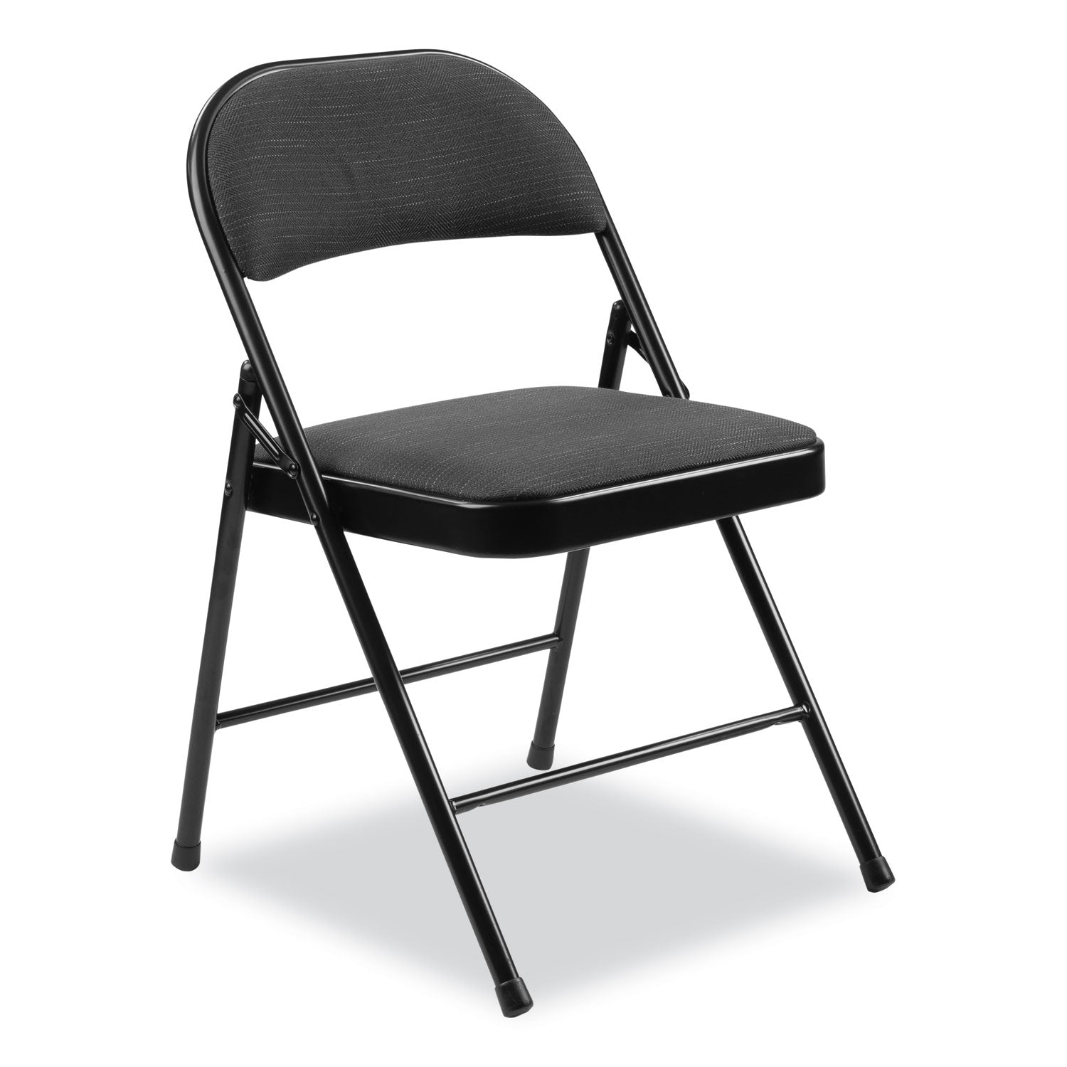 970 Series Fabric Padded Steel Folding Chair, Supports 250 lb, 17.75" Seat Ht, Star Trail Black, 4/CT, Ships in 1-3 Bus Days