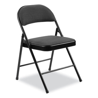 970 Series Fabric Padded Steel Folding Chair, Supports 250 lb, 17.75" Seat Ht, Star Trail Black, 4/CT, Ships in 1-3 Bus Days