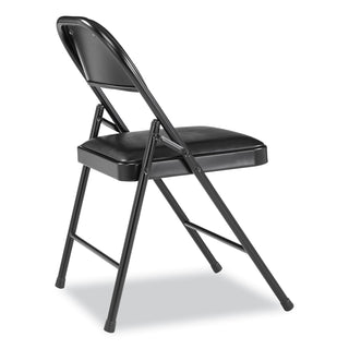 950 Series Vinyl Padded Steel Folding Chair, Supports Up to 250 lb, 17.75" Seat Height, Black, 4/Carton,Ships in 1-3 Bus Days
