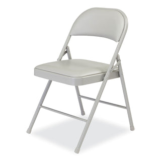 950 Series Vinyl Padded Steel Folding Chair, Supports Up to 250 lb, 17.75" Seat Height, Gray, 4/Carton, Ships in 1-3 Bus Days
