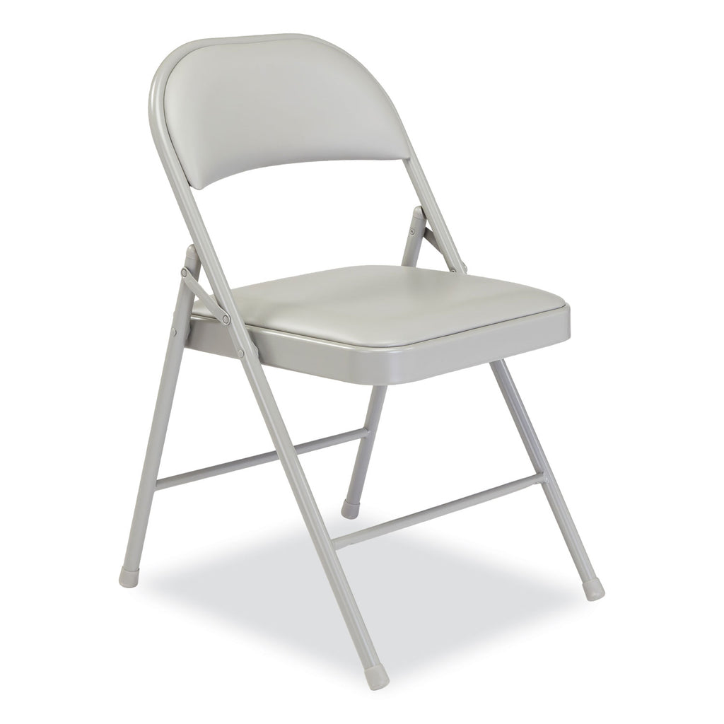 950 Series Vinyl Padded Steel Folding Chair, Supports Up to 250 lb, 17.75" Seat Height, Gray, 4/Carton, Ships in 1-3 Bus Days