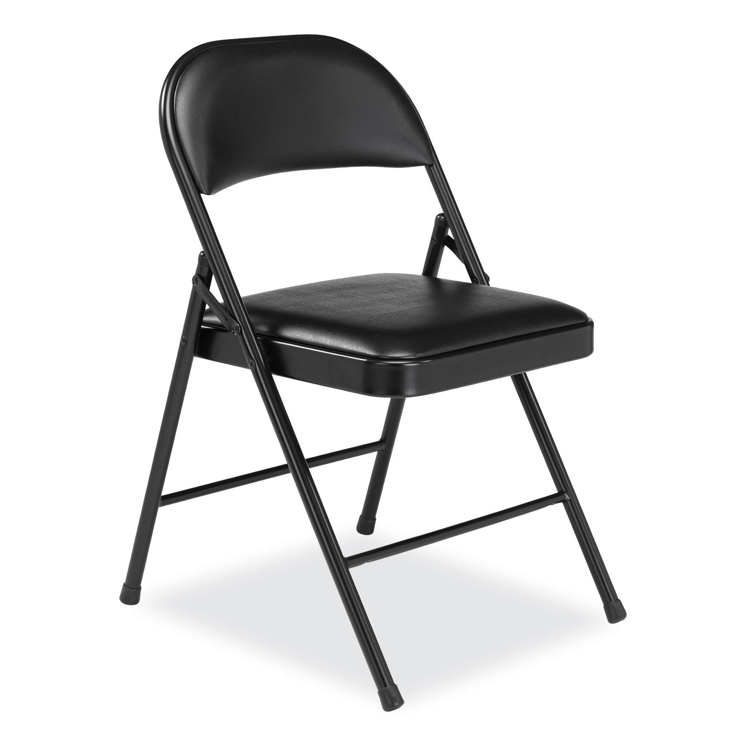 950 Series Vinyl Padded Steel Folding Chair, Supports Up to 250 lb, 17.75" Seat Height, Black, 4/Carton,Ships in 1-3 Bus Days