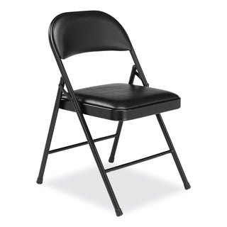 950 Series Vinyl Padded Steel Folding Chair, Supports Up to 250 lb, 17.75" Seat Height, Black, 4/Carton,Ships in 1-3 Bus Days