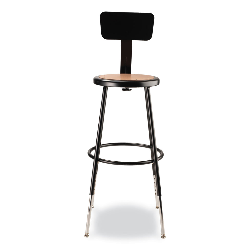 6200 Series 25"-33" Height Adj Heavy Duty Stool With Backrest, Supports 500 lb, Brown Seat, Black Base, Ships in 1-3 Bus Days