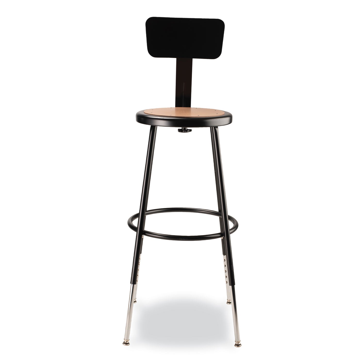 6200 Series 25"-33" Height Adj Heavy Duty Stool With Backrest, Supports 500 lb, Brown Seat, Black Base, Ships in 1-3 Bus Days