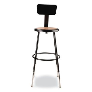 6200 Series 25"-33" Height Adj Heavy Duty Stool With Backrest, Supports 500 lb, Brown Seat, Black Base, Ships in 1-3 Bus Days