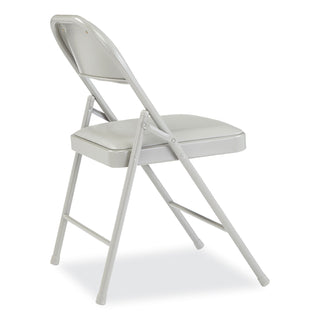 950 Series Vinyl Padded Steel Folding Chair, Supports Up to 250 lb, 17.75" Seat Height, Gray, 4/Carton, Ships in 1-3 Bus Days