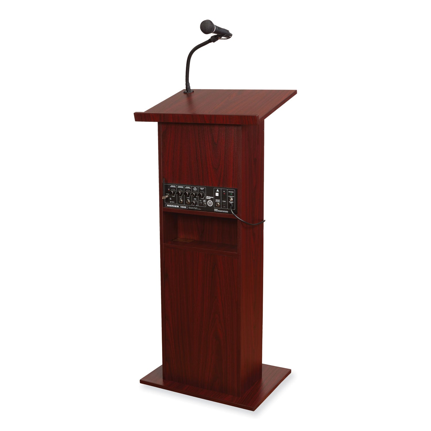 Power Plus Lectern, 22 x 17 x 46, Mahogany, Ships in 1-3 Business Days