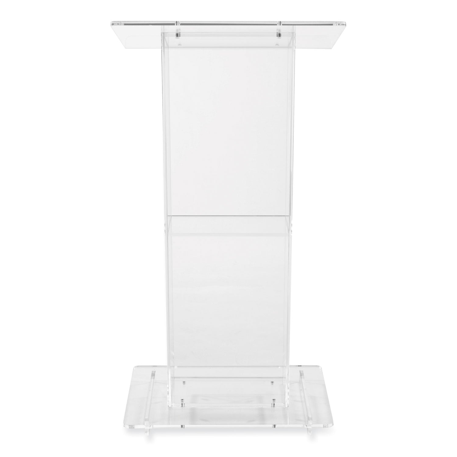 Clear Acrylic Lectern with Shelf, 24 x 15 x 46, Clear, Ships in 1-3 Business Days