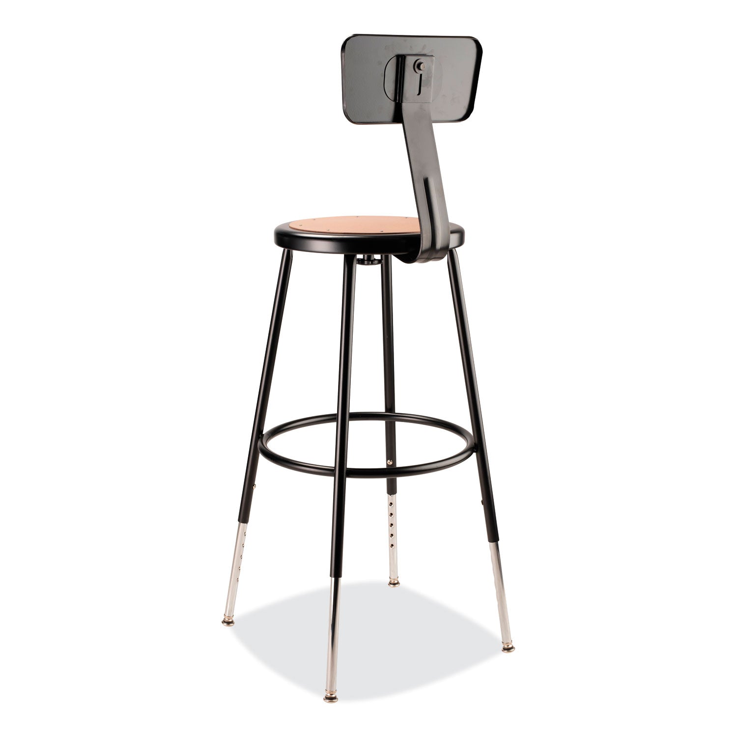 6200 Series 25"-33" Height Adj Heavy Duty Stool With Backrest, Supports 500 lb, Brown Seat, Black Base, Ships in 1-3 Bus Days