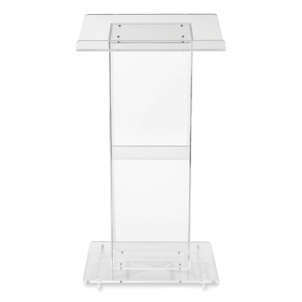 Clear Acrylic Lectern with Shelf, 24 x 15 x 46, Clear, Ships in 1-3 Business Days