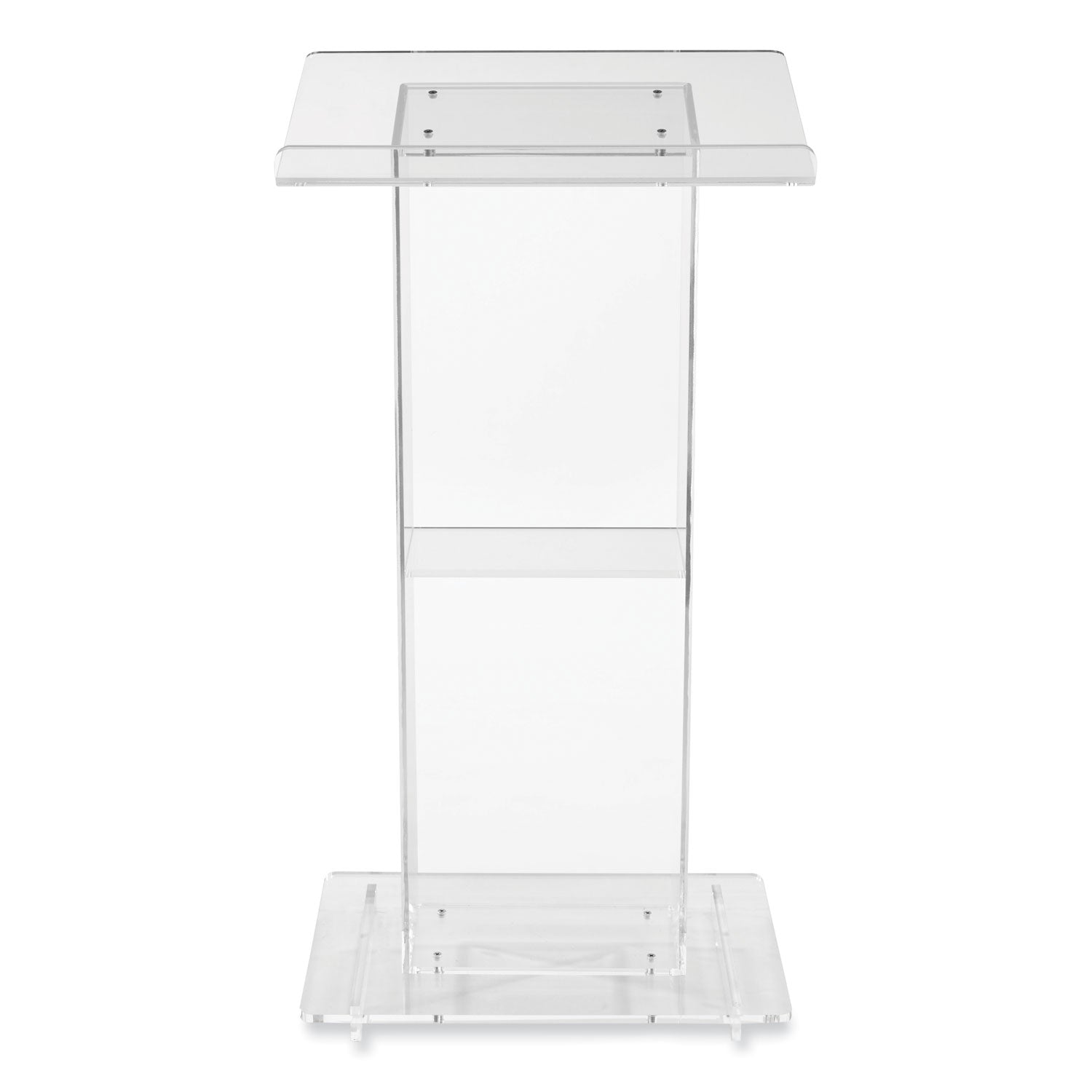 Clear Acrylic Lectern with Shelf, 24 x 15 x 46, Clear, Ships in 1-3 Business Days
