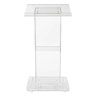 Clear Acrylic Lectern with Shelf, 24 x 15 x 46, Clear, Ships in 1-3 Business Days