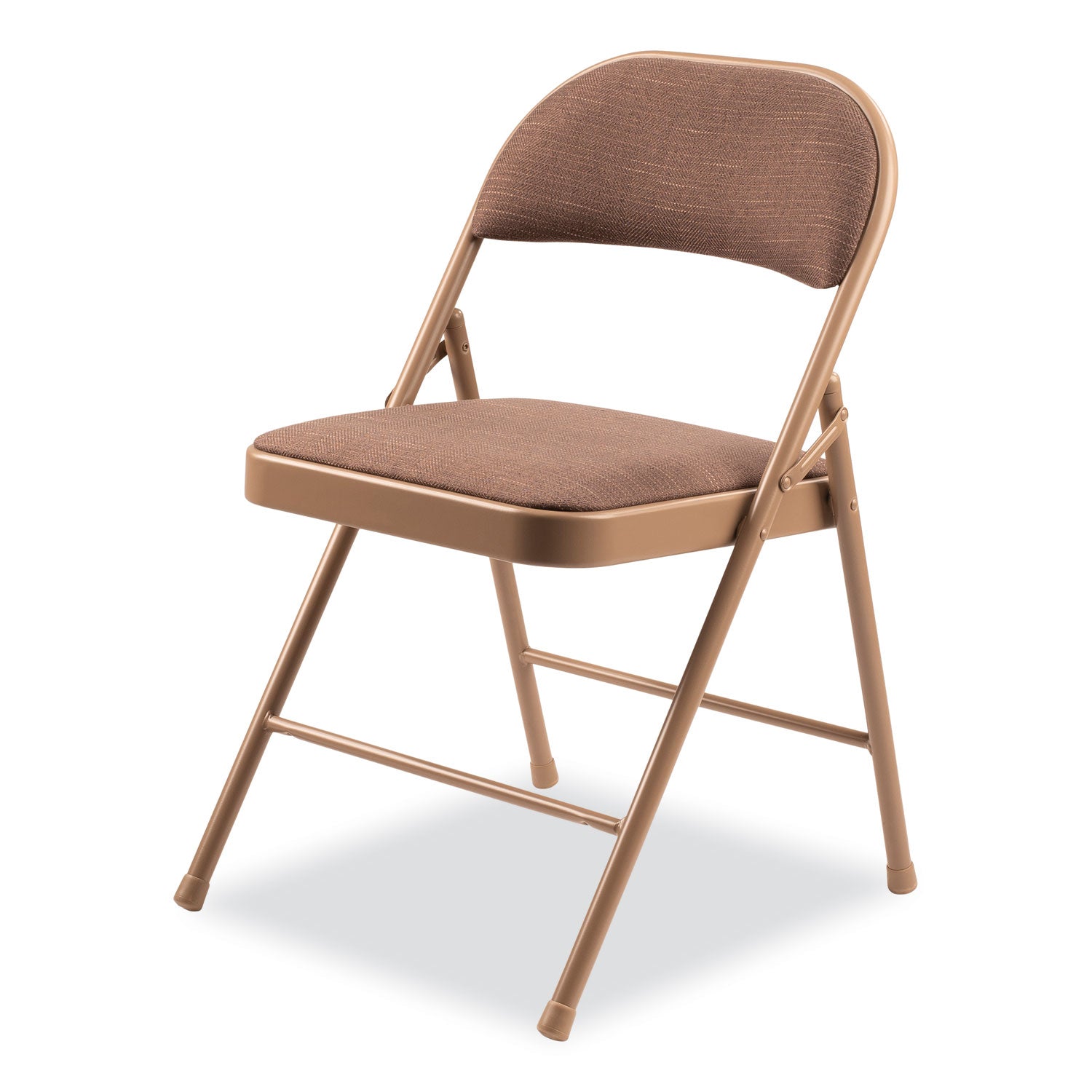 970 Series Fabric Padded Steel Folding Chair, Supports 250 lb, 17.75" Seat Ht, Star Trail Brown, 4/CT, Ships in 1-3 Bus Days