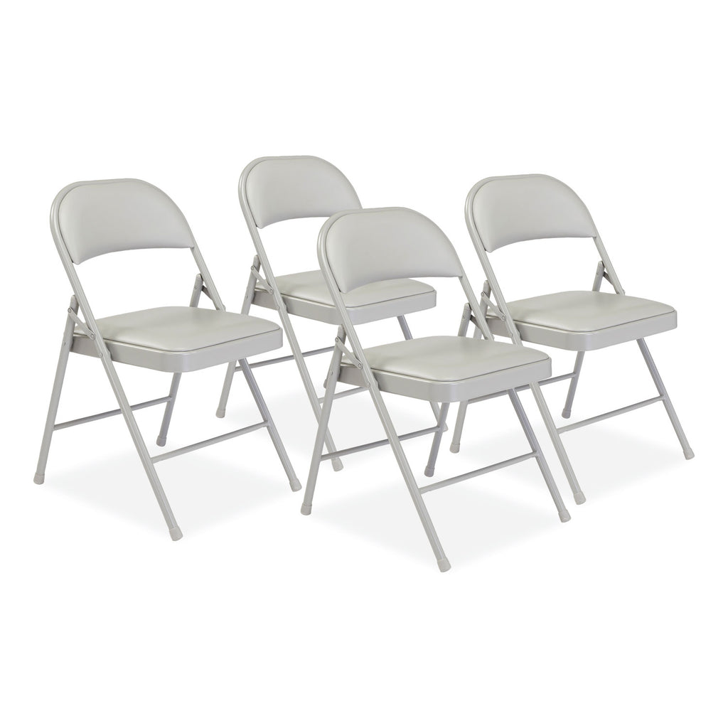 950 Series Vinyl Padded Steel Folding Chair, Supports Up to 250 lb, 17.75" Seat Height, Gray, 4/Carton, Ships in 1-3 Bus Days