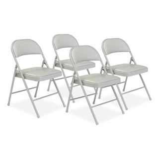 950 Series Vinyl Padded Steel Folding Chair, Supports Up to 250 lb, 17.75" Seat Height, Gray, 4/Carton, Ships in 1-3 Bus Days