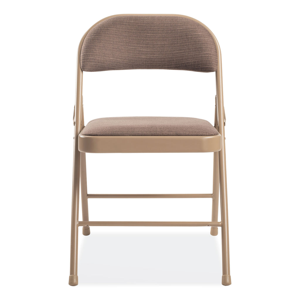 970 Series Fabric Padded Steel Folding Chair, Supports 250 lb, 17.75" Seat Ht, Star Trail Brown, 4/CT, Ships in 1-3 Bus Days