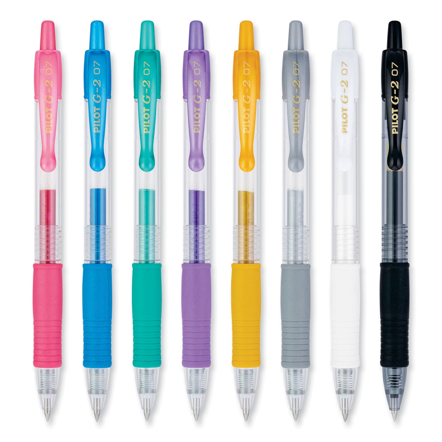 G2 Metallics Gel Pen, Retractable, Fine 0.7 mm, Assorted Ink and Barrel Colors, 8/Pack