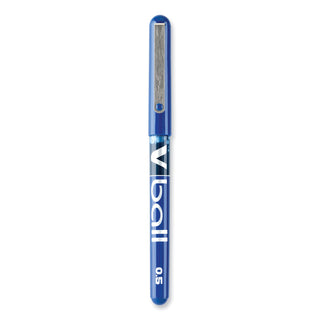 VBall Liquid Ink Roller Ball Pen, Stick, Extra-Fine 0.5 mm, Blue Ink, Blue/Clear Barrel, Dozen