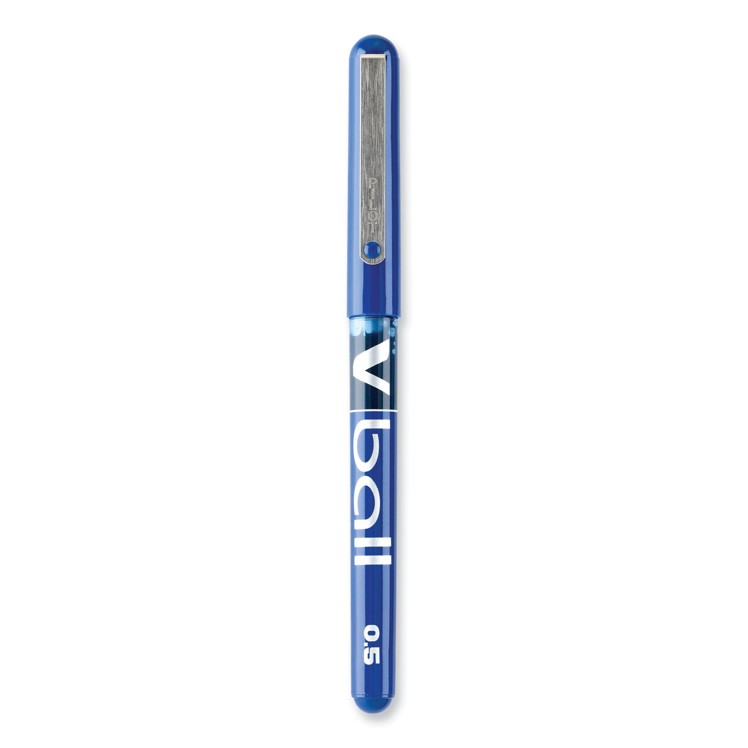 VBall Liquid Ink Roller Ball Pen, Stick, Extra-Fine 0.5 mm, Blue Ink, Blue/Clear Barrel, Dozen