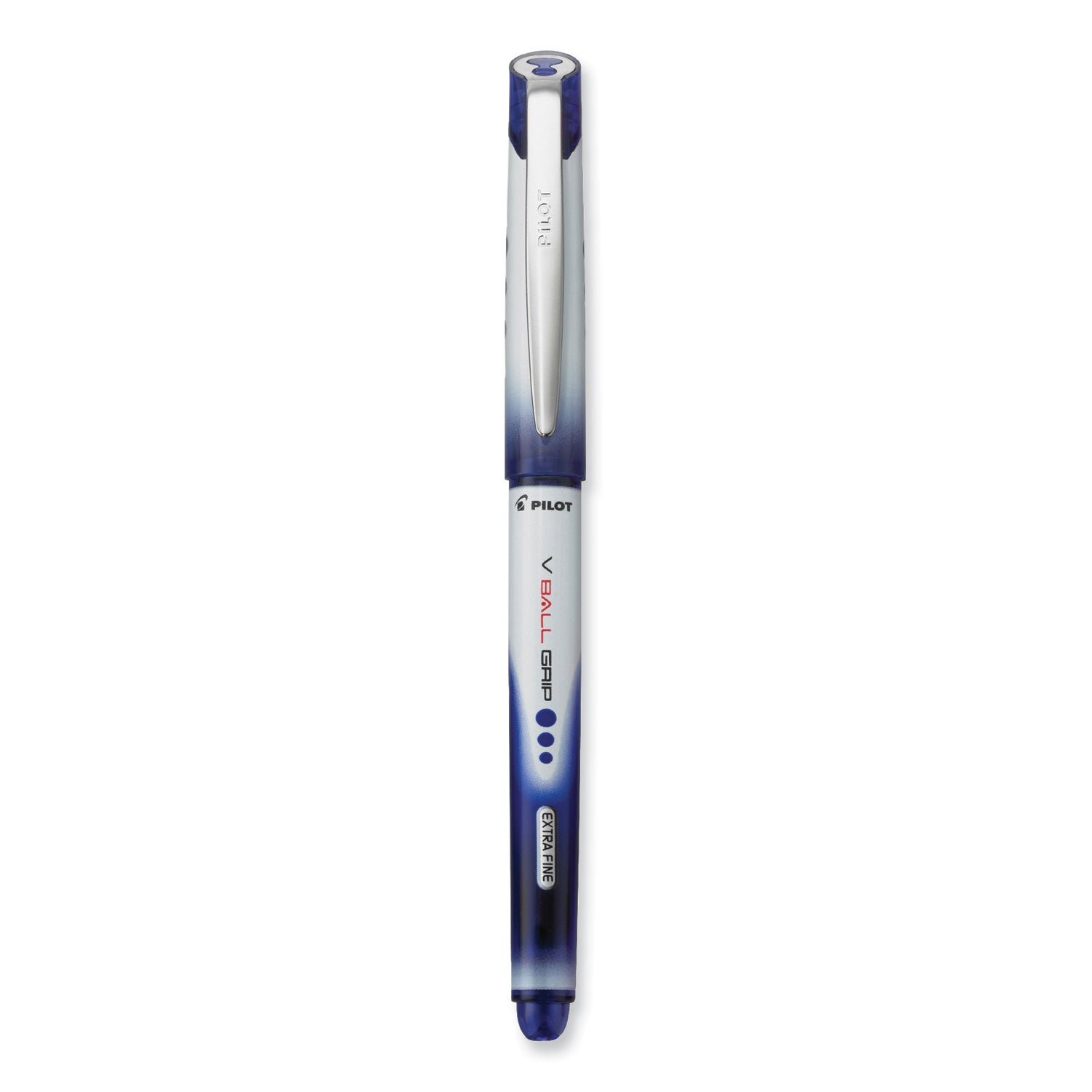 VBall Grip Liquid Ink Roller Ball Pen, Stick, Extra-Fine 0.5 mm, Blue Ink, Blue/White Barrel, Dozen