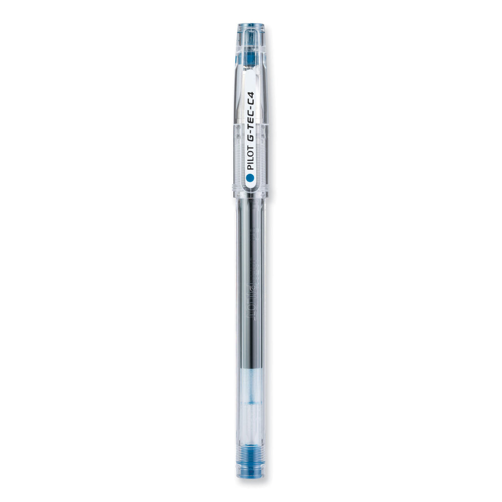 G-TEC-C Ultra Gel Pen, Stick, Extra-Fine 0.4 mm, Blue Ink, Clear/Blue Barrel, Dozen